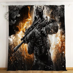Call Of Duty Blackout Curtain Drapes for Living Room Bedroom Window Treatment