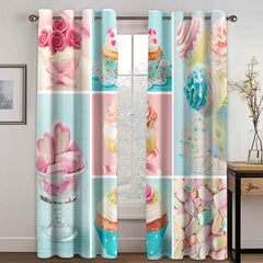 2024 NEW Ice Cream Curtains Blackout Window Treatments Drapes for Room Decor
