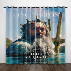 2025 NEW Movie The Little Mermaid Curtains Pattern Blackout Window Drapes