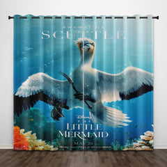 2025 NEW Movie The Little Mermaid Curtains Pattern Blackout Window Drapes