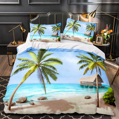 2025 NEW Ocean Beach Coconut tree Sea Bedding Sets Quilt Cover Without Filler