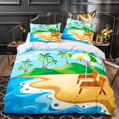 2025 NEW Ocean Beach Coconut tree Sea Bedding Sets Quilt Cover Without Filler