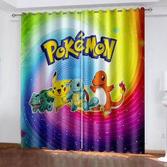 2025 NEW Pokemon Pikachu Curtains Blackout Window Treatments Drapes for Room Decor