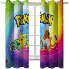 2025 NEW Pokemon Pikachu Curtains Blackout Window Treatments Drapes for Room Decor