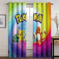 2025 NEW Pokemon Pikachu Curtains Blackout Window Treatments Drapes for Room Decor