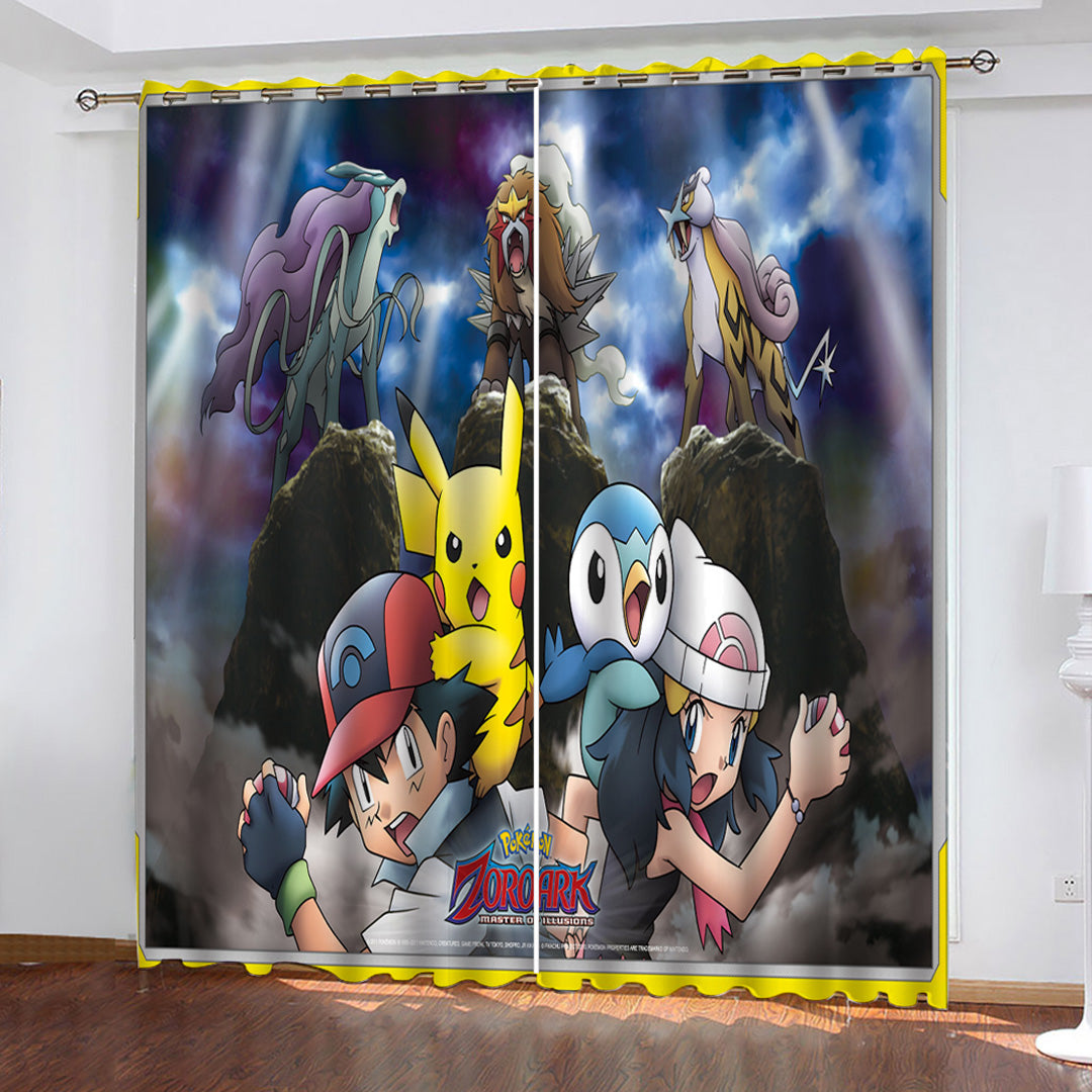 2025 NEW Pok mon Curtains Pikachu Pattern Blackout Window Drapes Room 2025 NEW Pok mon Curtains Pikachu Pattern Blackout Window Drapes Room