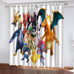 2025 NEW Pokémon Curtains Pikachu Pattern Blackout Window Drapes Room Decoration