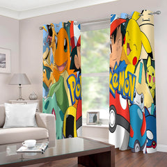 2026 NEW Pokémon Pikachu Curtains Blackout Window Drapes for Room Decoration