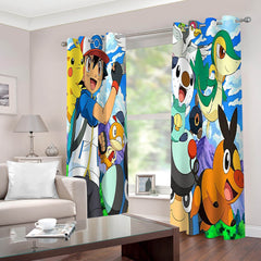 2026 NEW Pokémon Pikachu Curtains Blackout Window Drapes for Room Decoration