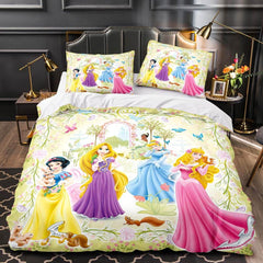 2026 NEW Princess Snow White Cinderella Rapunzel Merida Bedding Set Duvet Cover