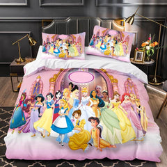2026 NEW Princess Snow White Cinderella Rapunzel Merida Bedding Set Duvet Cover