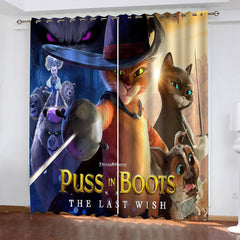 2025 NEW Puss in Boots The Last Wish Curtains Pattern Blackout Window Drapes