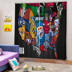 Basketball Logo Basketball Blackout Curtain for Living Room Bedroom Window Treatment