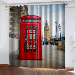 2025 NEW Retro Phone Booth Curtains Blackout Window Drapes Room Decoration