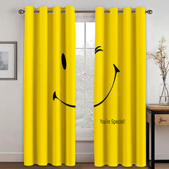2025 NEW Smile Emoji Curtains Blackout Window Treatments Drapes for Room Decoration