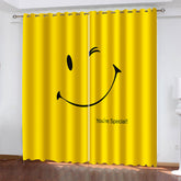 2025 NEW Smile Emoji Curtains Blackout Window Treatments Drapes for Room Decoration