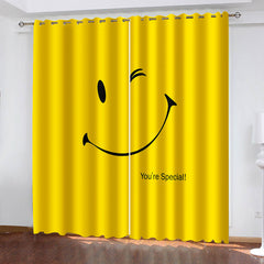 2025 NEW Smile Emoji Curtains Blackout Window Treatments Drapes for Room Decoration