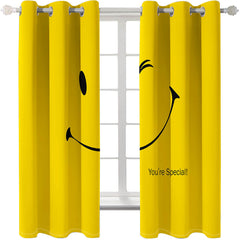 2025 NEW Smile Emoji Curtains Blackout Window Treatments Drapes for Room Decoration