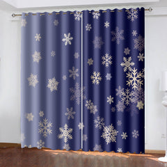 2025 NEW Snowflake Snow Scene Curtains Blackout Window Treatments Drapes Room Decor