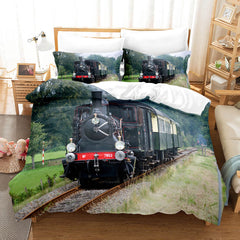 2025 NEW Steam Engine Bedding Set Vintage Locomotive Quilt Cover Without Filler