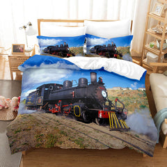 2025 NEW Steam Engine Bedding Set Vintage Locomotive Quilt Cover Without Filler