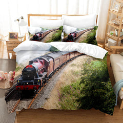 2025 NEW Steam Engine Puff Train Bedding Set Rail Vehicles Quilt Cover Without Filler