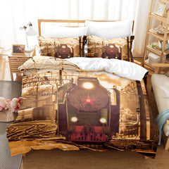 2025 NEW Steam Engine Puff Train Bedding Set Rail Vehicles Quilt Cover Without Filler