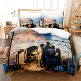 2025 NEW Steam Engine Train Vintage Locomotive Bedding Set Quilt Cover Without Filler