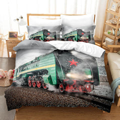 2025 NEW Steam Engine Train Vintage Locomotive Bedding Set Quilt Cover Without Filler