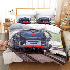 2025 NEW Steam Engine Train Vintage Locomotive Bedding Set Duvet Covers Pillowcases
