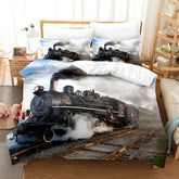 2025 NEW Steam Engine Train Vintage Locomotive Bedding Set Duvet Covers Sets