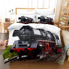 2025 NEW Steam Engine Train Vintage Locomotive Bedding Set Duvet Covers Sets