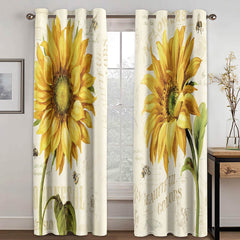 2024 NEW Sunflower Curtains Blackout Window Treatments Drapes for Room Decoration