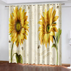 2024 NEW Sunflower Curtains Blackout Window Treatments Drapes for Room Decoration