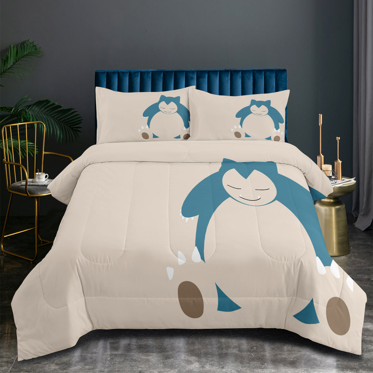 Pokemon Snorlax Comforter Pillowcase Sets Blanket All Season Reversible Quilted Duvet