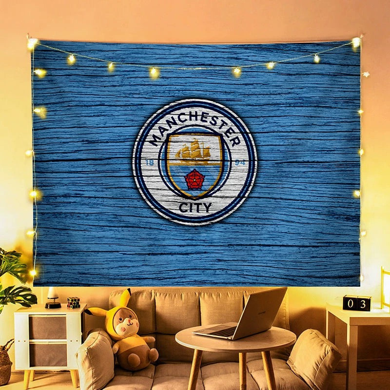 2025 New Manchester City Football Club Wall Decor Hanging Tapestry Home Bedroom Living Room Decoration Wall Decor