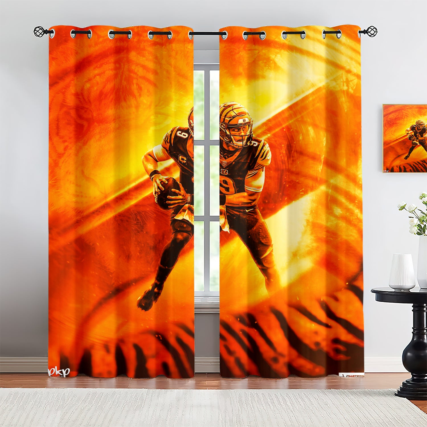 Joe Burrow Blackout Curtains Drapes for Window Treatment Set