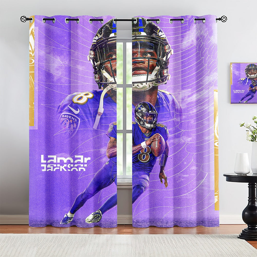 Lamar Jackson Blackout Curtains Drapes for Window Treatment Set