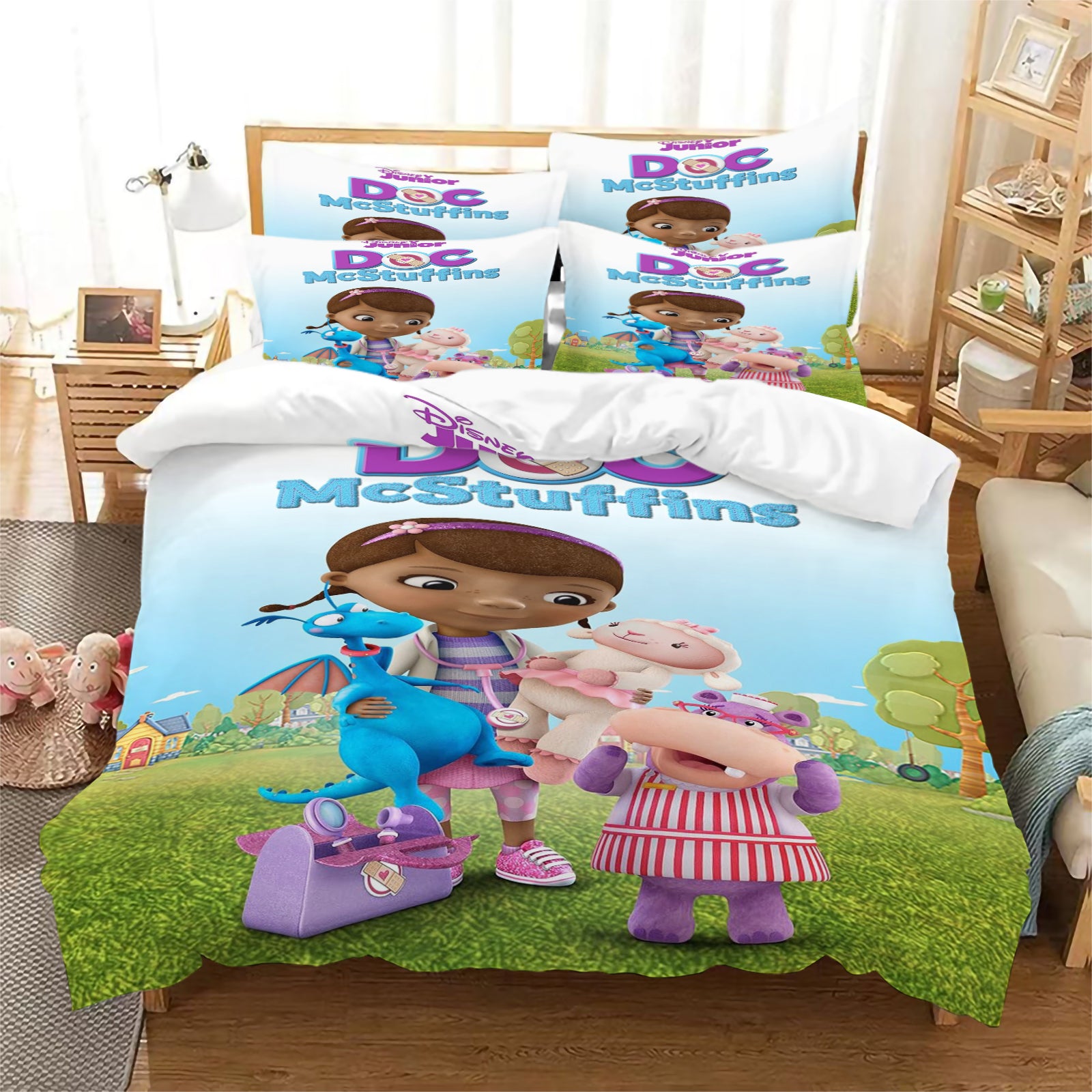 2025 New Doc McStuffins Duvet Cover Quilt Case Pillowcase Bedding Set Without Filler