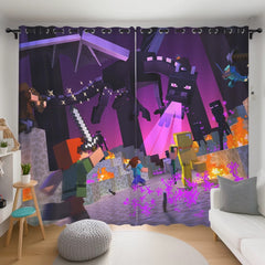Minecraft Blackout Curtains Drapes for Window Treatment Set