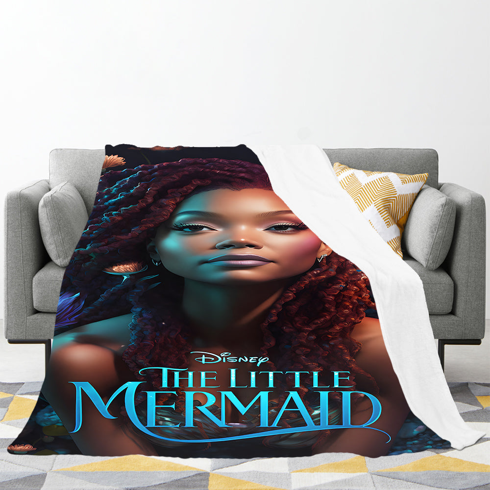 The Little Mermaid 3D Printed Plush Blanket Flannel Fleece Throw Warm Gift for Kids Adults Home Office