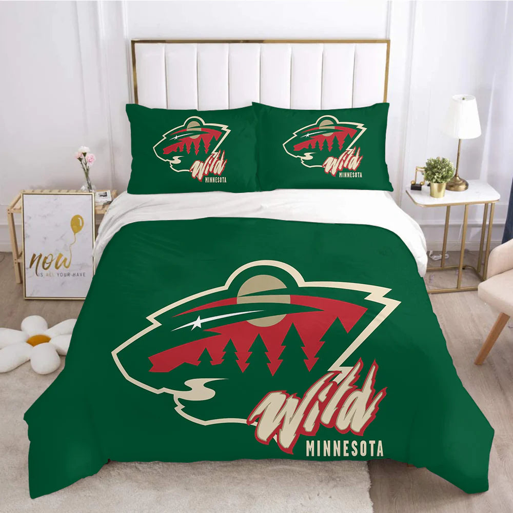 Minnesota Wild Hockey League Duvet Cover Quilt Case Pillowcases