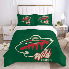 Minnesota Wild Hockey League Duvet Cover Quilt Case Pillowcases
