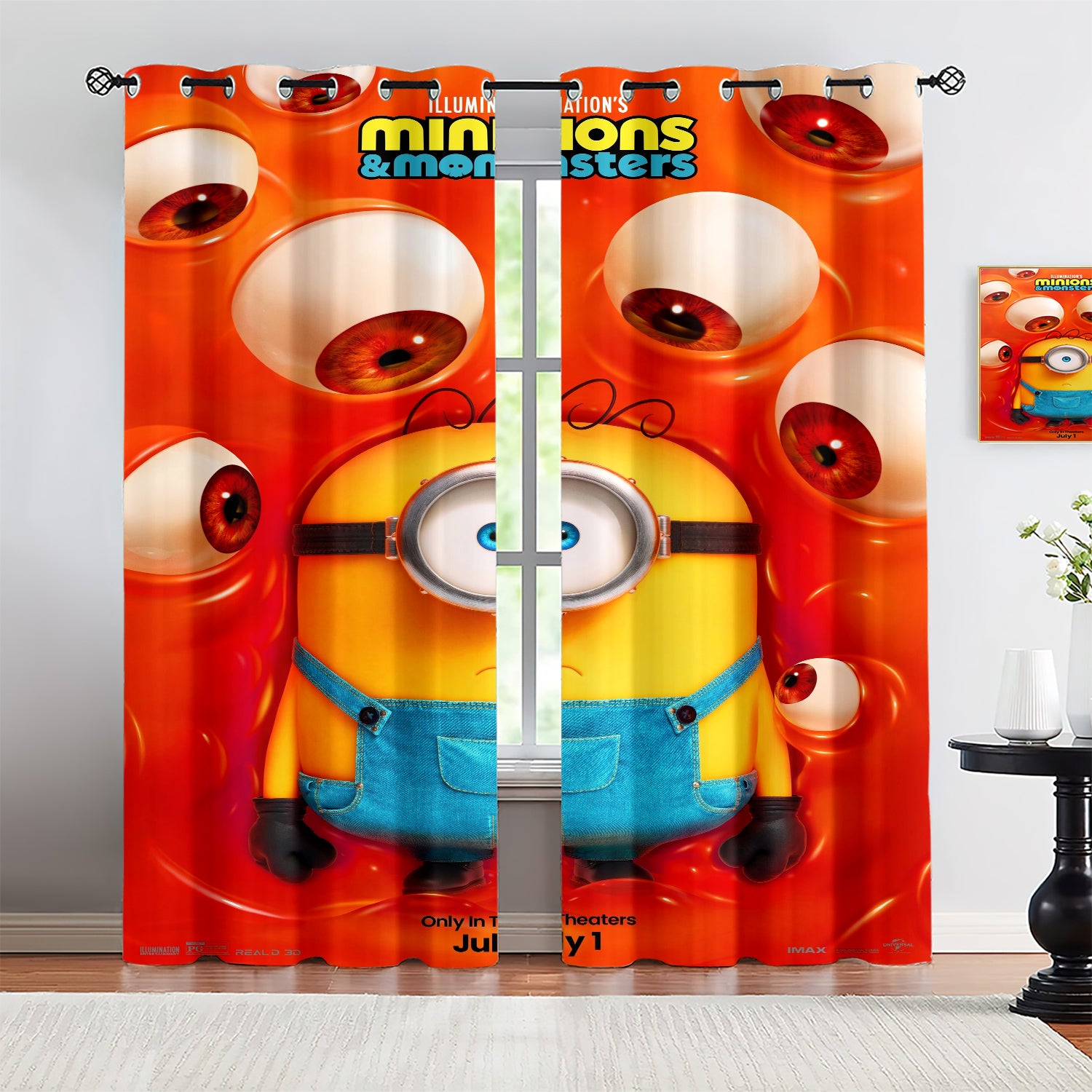 Minions & Monsters Blackout Curtains Drapes For Window Treatment Set