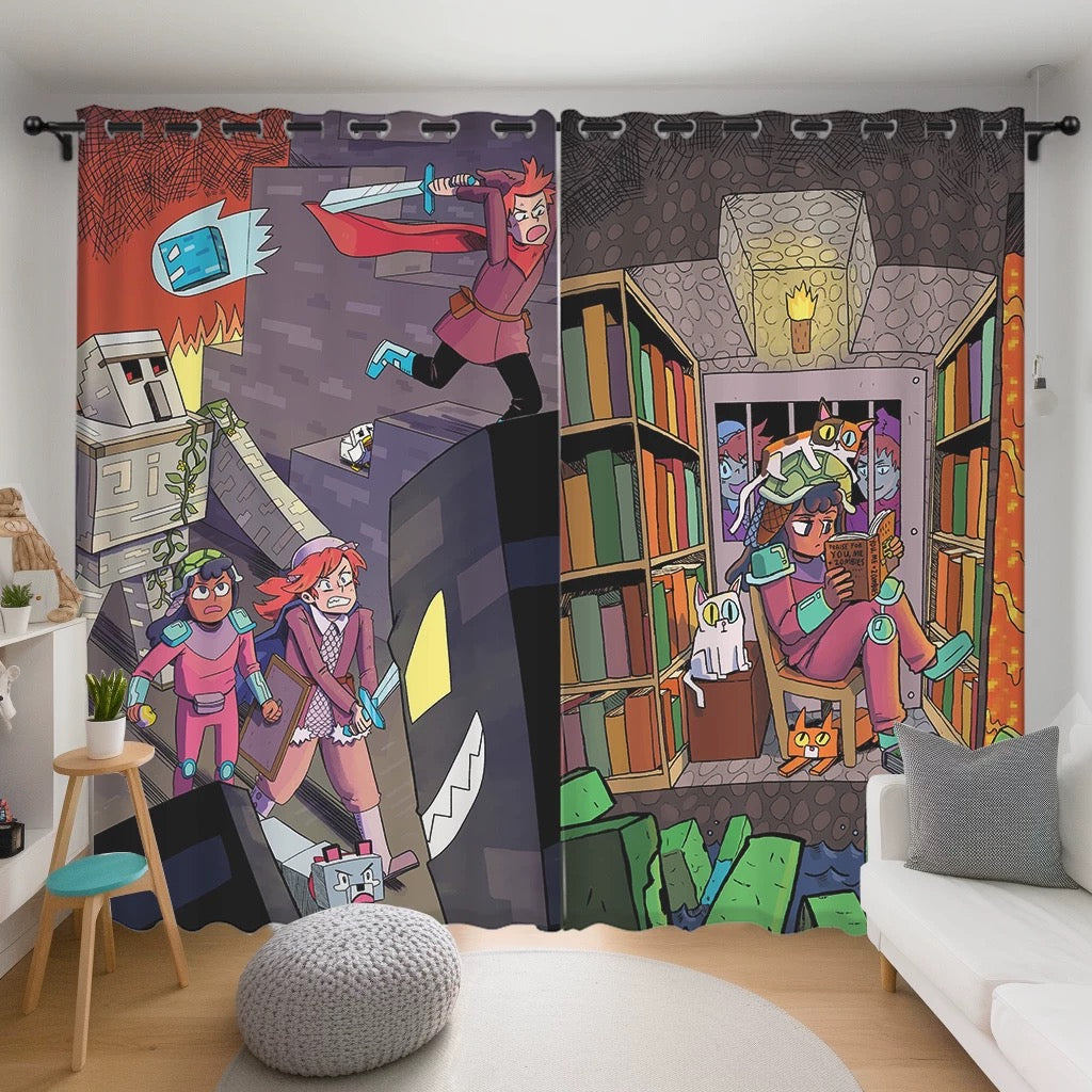 2025 New Minecraft Blackout Curtains Drapes for Window Treatment Set