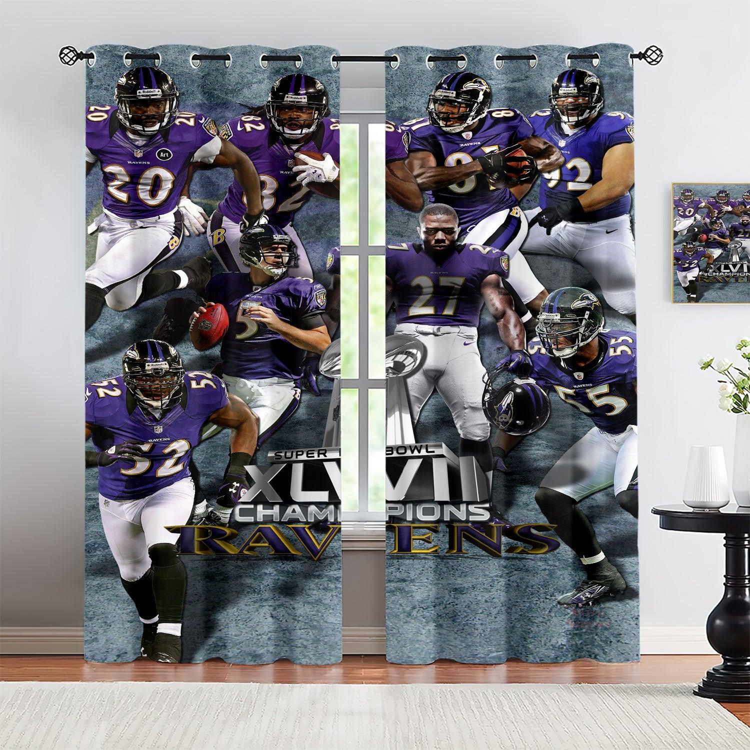 Lamar Jackson Blackout Curtains Drapes for Window Treatment Set