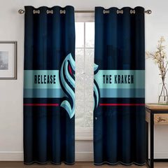 Seattle Kraken Hockey League Blackout Curtains Drapes For Window Treatment Set