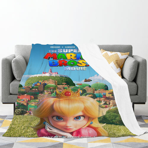 Mario Princess Peach 3D Printed Plush Blanket Flannel Fleece Throw Warm Gift for Kids Adults Home Office