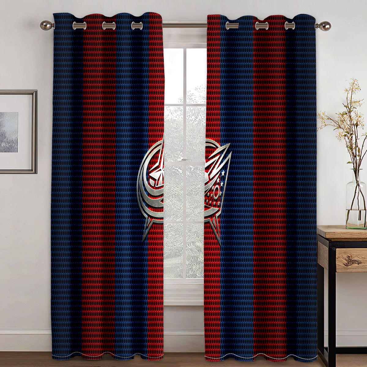 Columbus Blue Jackets Hockey League Blackout Curtains Drapes For Window Treatment Set