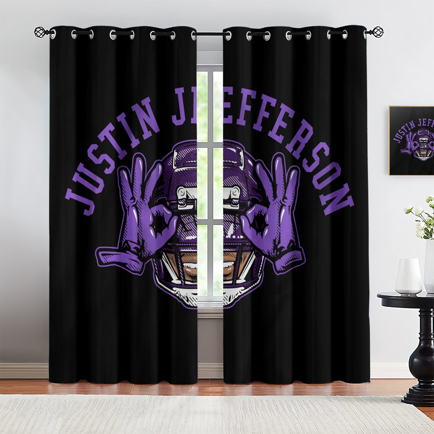 Justin Jefferson Blackout Curtains Drapes for Window Treatment Set